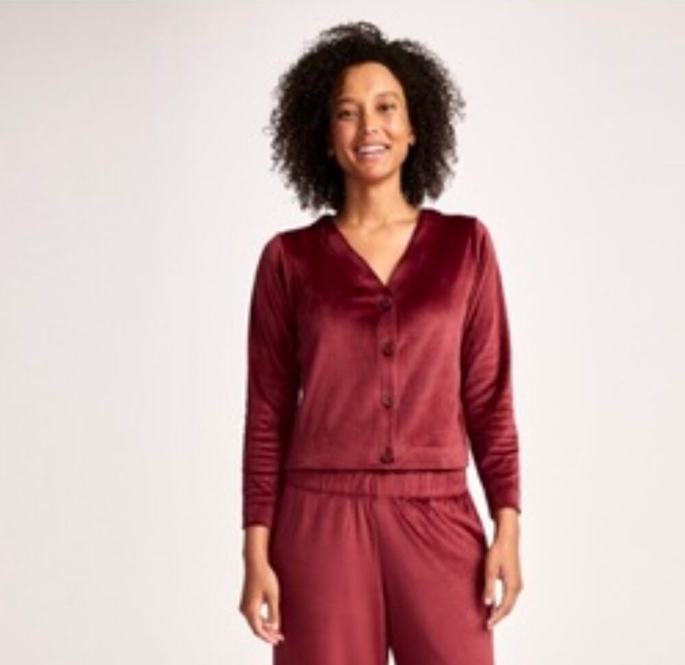 Jockey Red Velour V Neck Sleep Top XL
